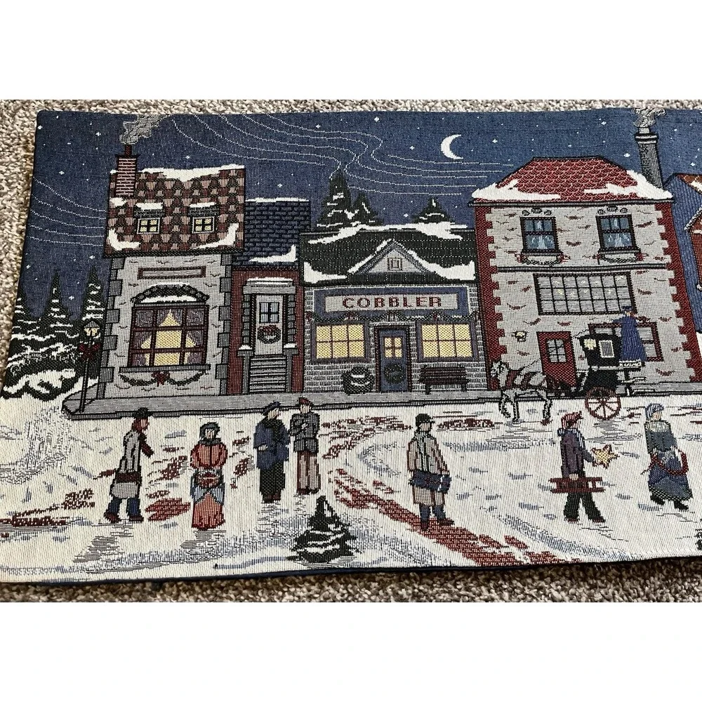 Christmas Scene Table Runner Or Wall Hung Tapestry 36 x 13